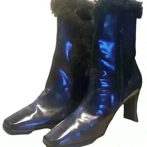 BFY Faux Fur Black Boots sz 10